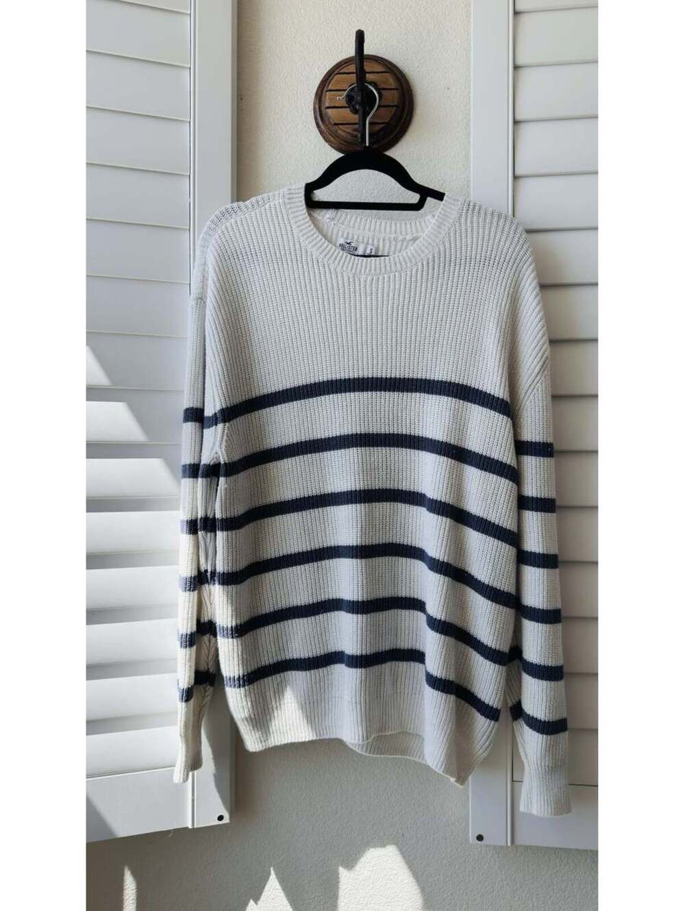 Hollister Striped Ribbed Knit Crewneck Sweater - Size S